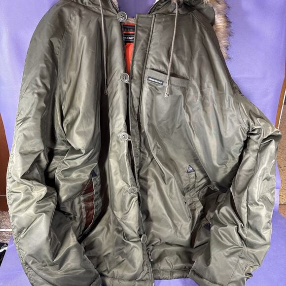 Members Only Jacket Women Green Faux Fur Hood Double Zipper Soft Lining 3XL - Picture 1 of 12